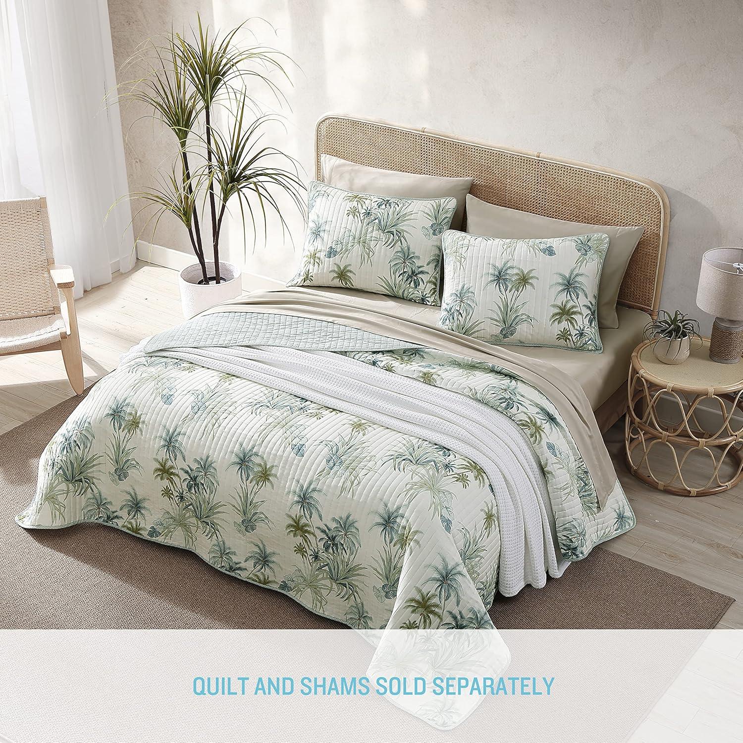 Tommy Bahama Home Tommy Bahama Serenity Palms Aqua Cotton Reversible Quilt