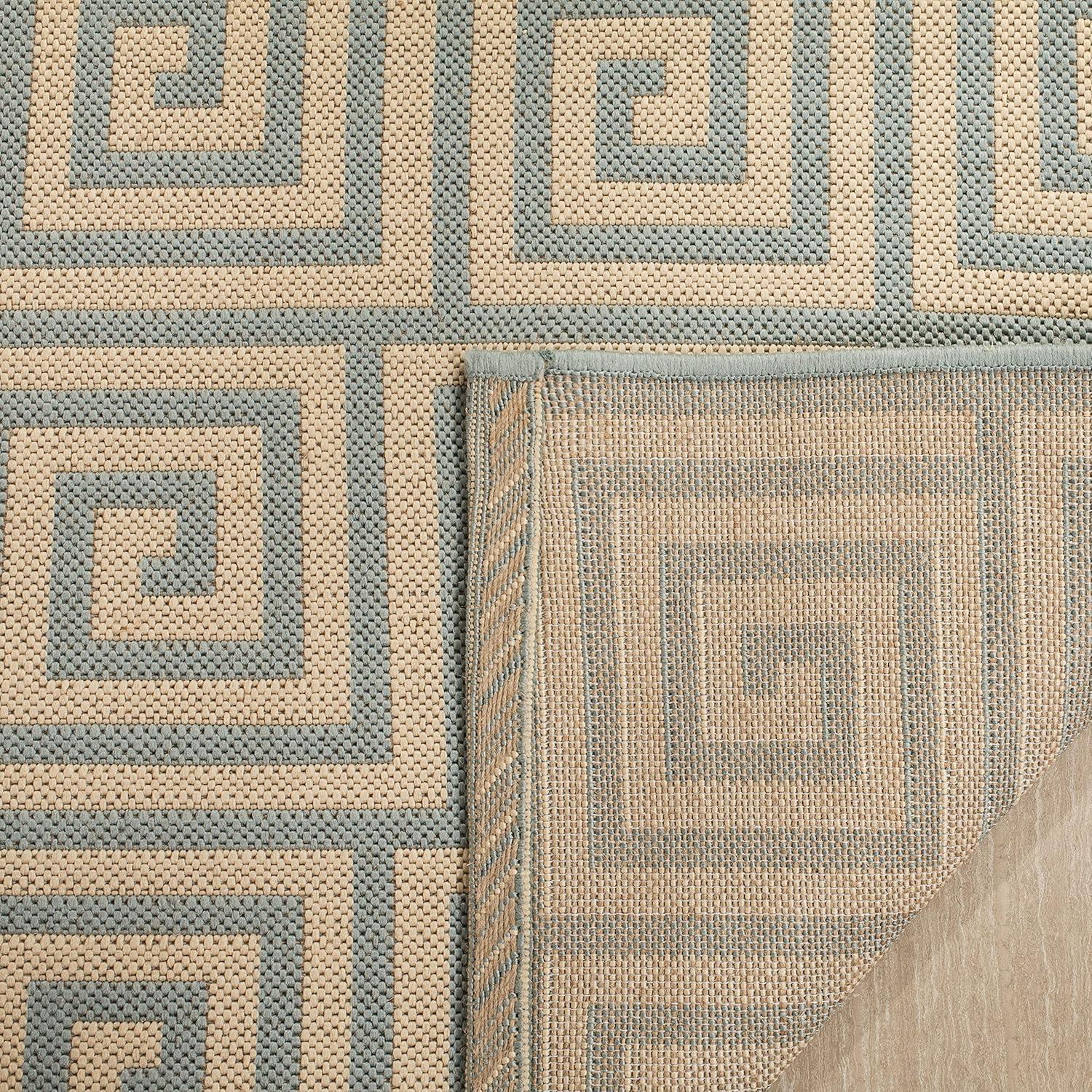 Linden LND129 Power Loomed Area Rug - Cream/Aqua - 5'3"x7'6" - Safavieh
