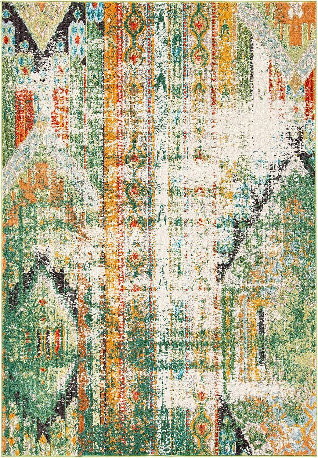 Madison MAD422 Power Loomed Indoor Area Rug - Green/Orange - 5'3"x7'6" - Safavieh