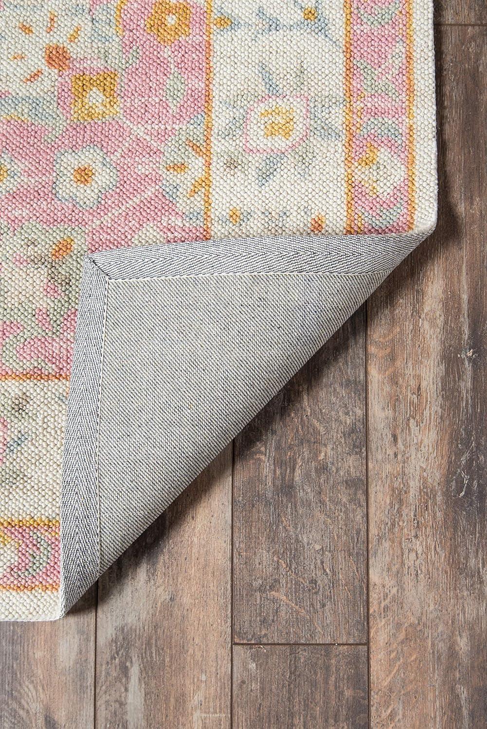 6'6"x9' Anatolia Riylnn Area Rug Pink - Momeni: Wool & Nylon, Bohemian Floral, Low Pile, Machine Made, Indoor Use