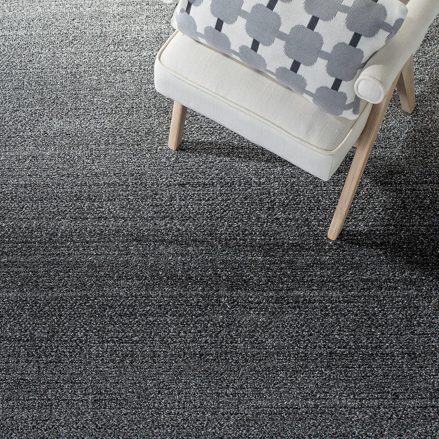 Grey and Dark Grey Synthetic Non-Slip Runner Rug