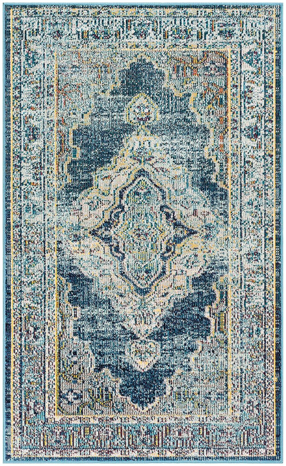 Crystal CRS500 Power Loomed Accent Rug - Blue/Yellow - 3'x5' - Safavieh.