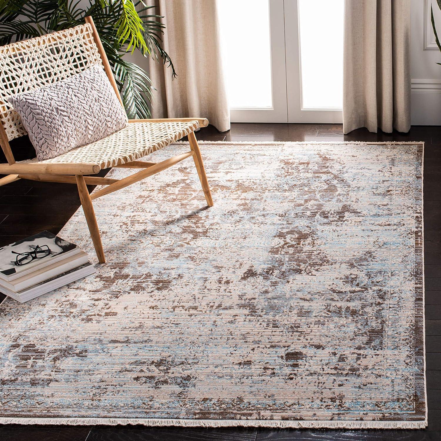 Vintage Persian VTP417 Power Loomed Area Rug - Brown/Light Blue - 4'x6' - Safavieh.