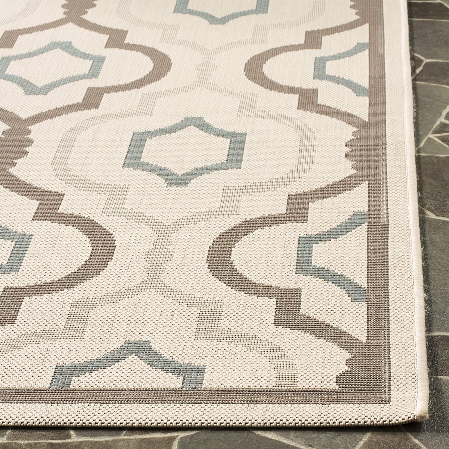 Courtyard CY7938 Power Loomed Indoor and Outdoor Area Rug - Beige/Dark Beig - 6'7"x6'7" - Safavieh