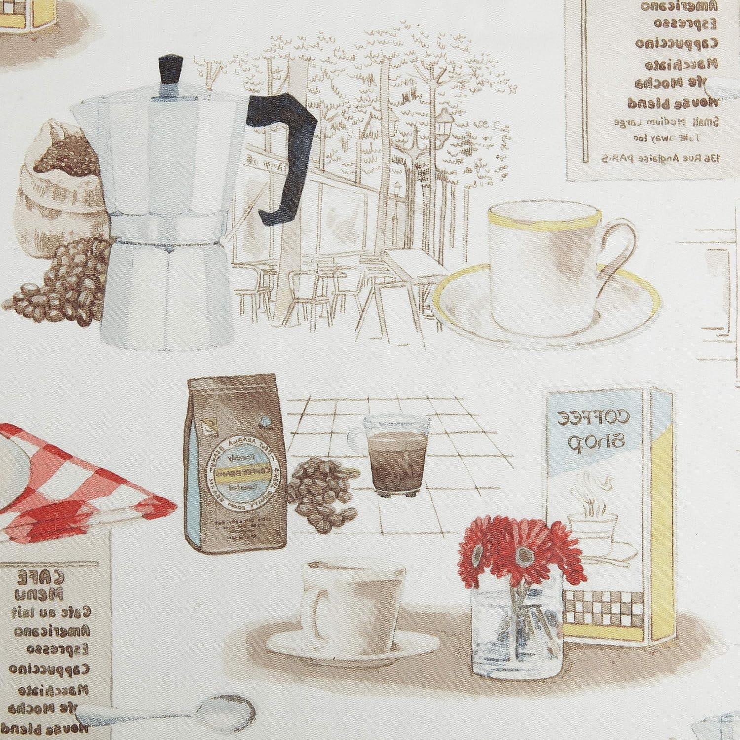 24"x54" Brew Coffee Shop Semi Sheer Rod Pocket Kitchen Curtain Valance and Tiers Set White - No. 918