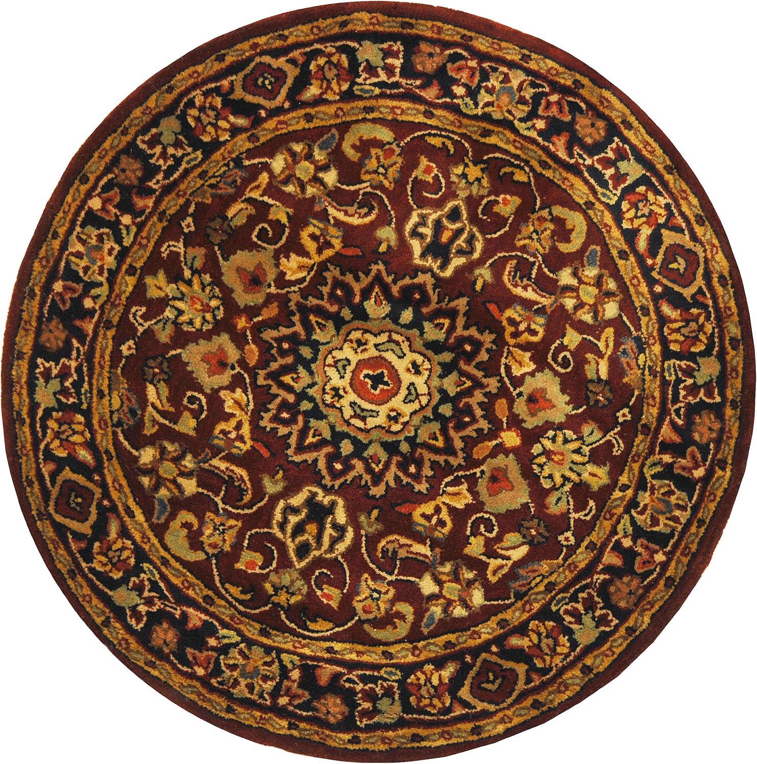 Classic CL362 Hand Tufted Area Rug - Burgundy/Navy - 6' Round - Safavieh.