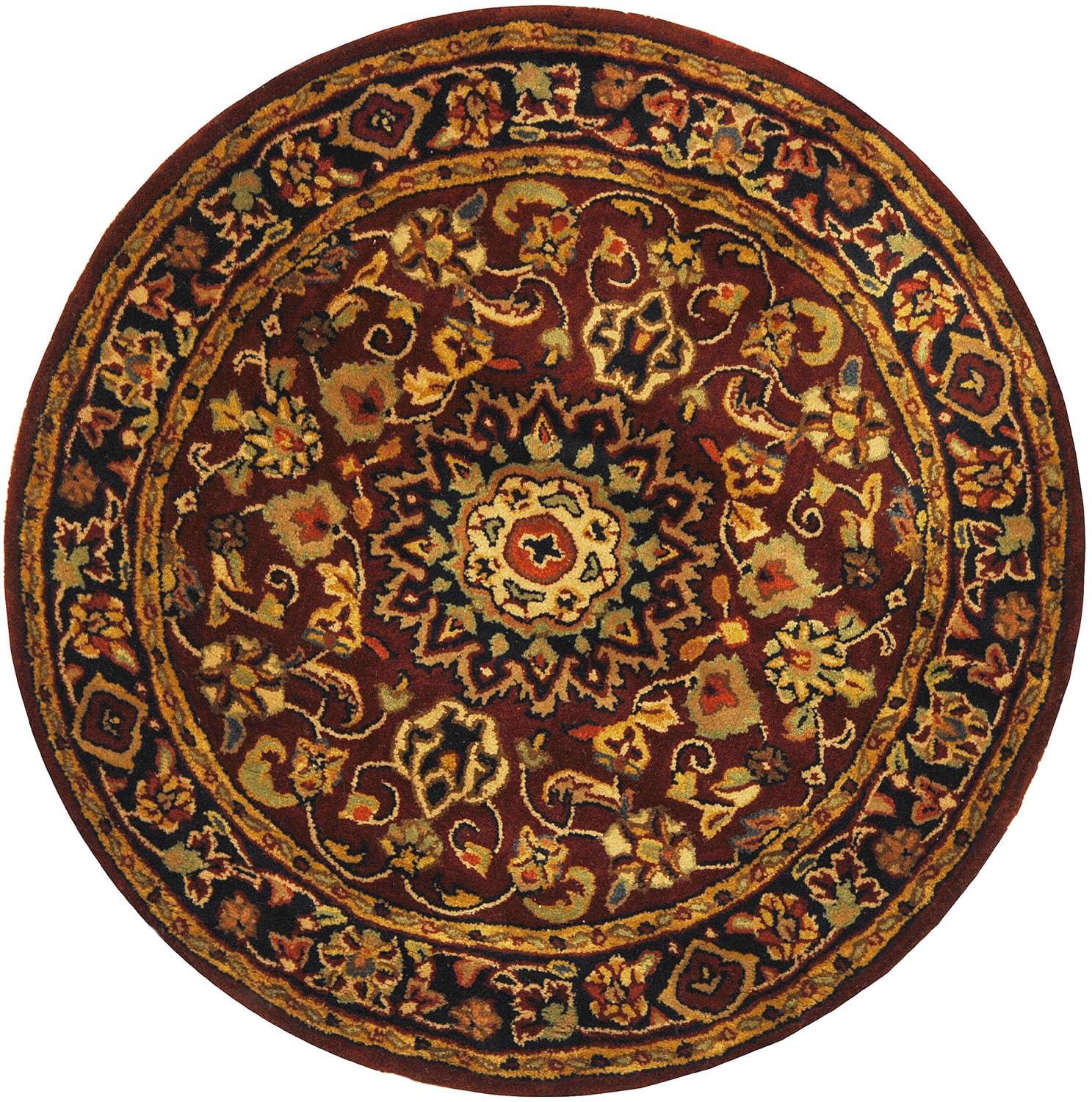 Classic CL362 Hand Tufted Area Rug - Burgundy/Navy - 6' Round - Safavieh.