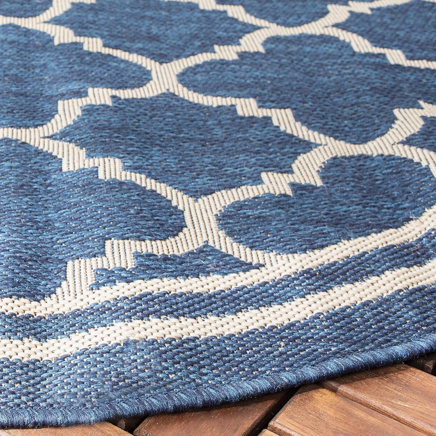 Courtyard CY6918 Power Loomed Indoor/Outdoor Area Rug - Anthracite/Beige - 5'3" round - Safavieh.