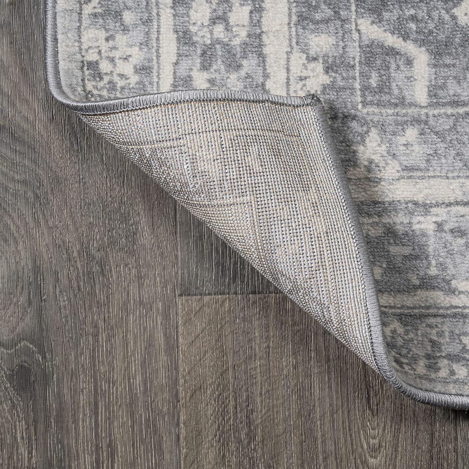 2' X 10' Modern Persian Vintage Medallion Runner Rug, Light Gray/Ivory - JONATHAN Y