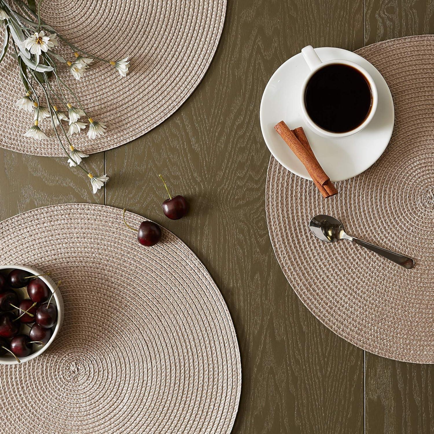 DII Stone Round PP Woven Placemat Set of 6