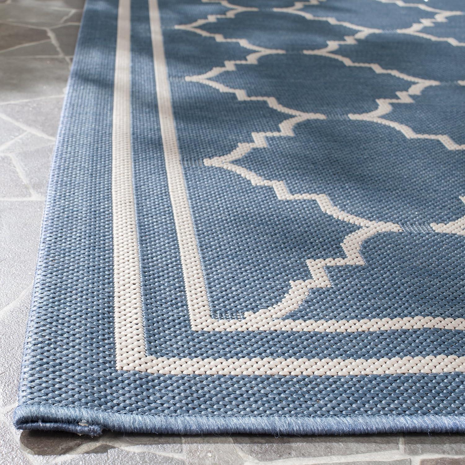 Courtyard CY6889 Power Loomed Indoor and Outdoor Accent Rug - Blue/Beige - 2'x3'7" - Safavieh