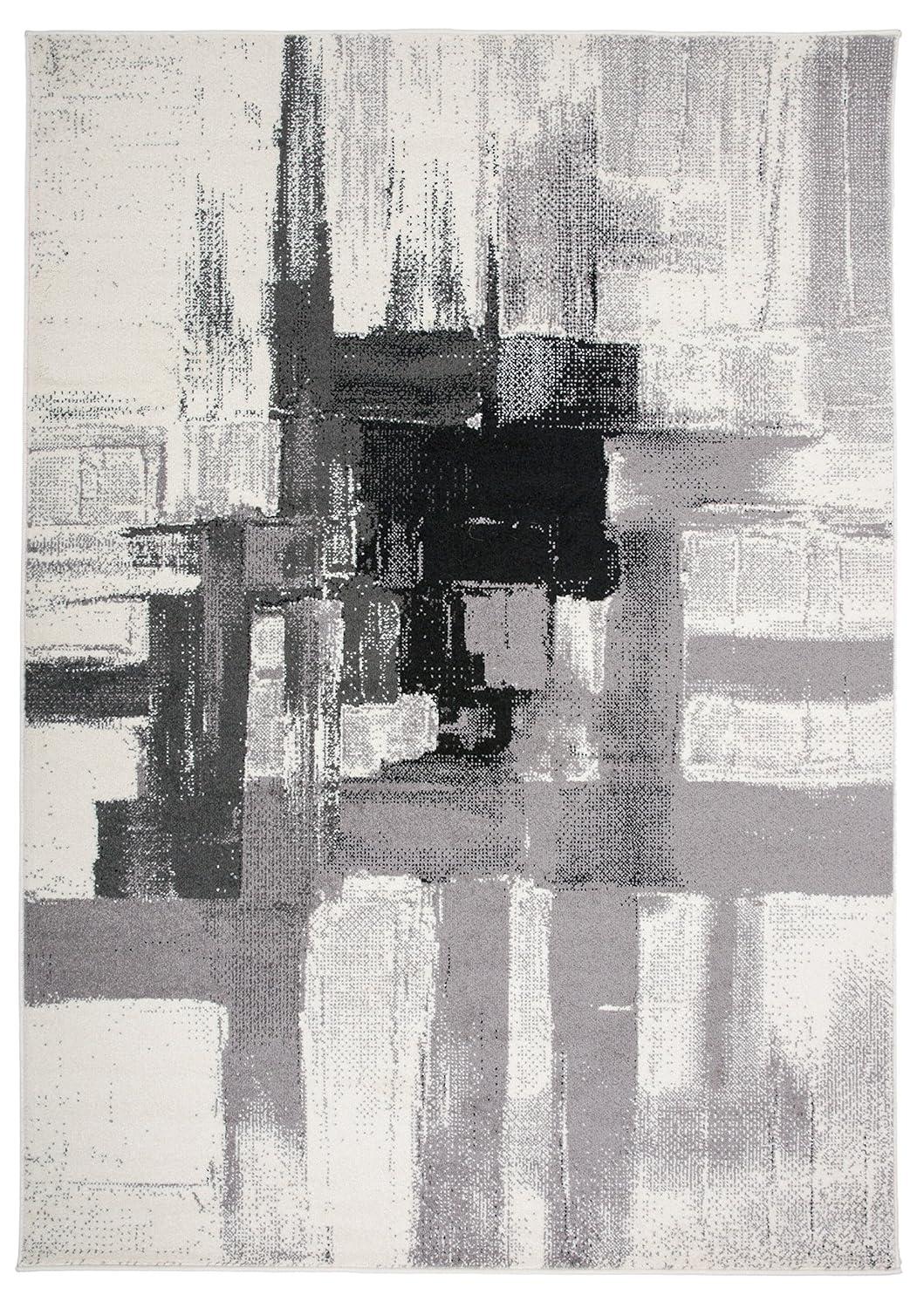 World Rug Gallery Contemporary Modern Abstract Black 7'10" x 10' Indoor Area Rug