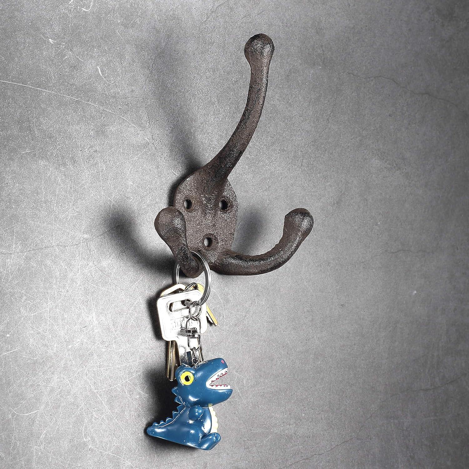 Ambipolar 5-Pack TriLeg Coat Hooks. Wall Mounted, Heavy Duty Decorative Black Wall Hooks for Mudroom, Hat Rack, Purse Hooks. Cast Iron Decorative ‎Antique Black Hooks