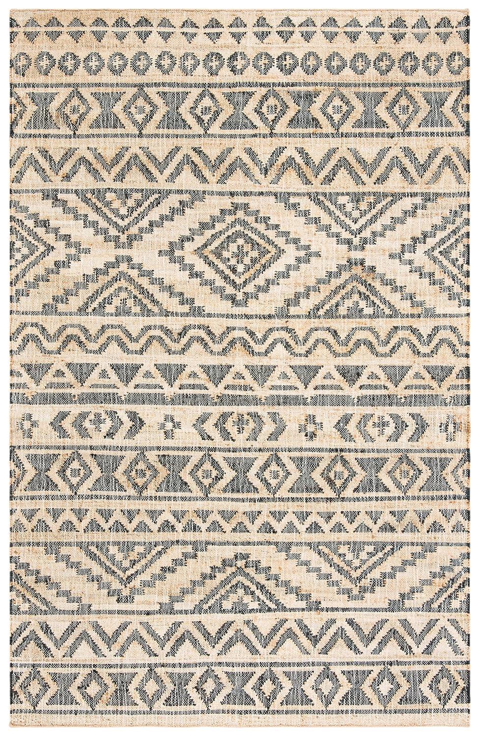 Kilim KLM751 Hand Loomed Area Rug - Natural/Charcoal - 4'x6' - Safavieh