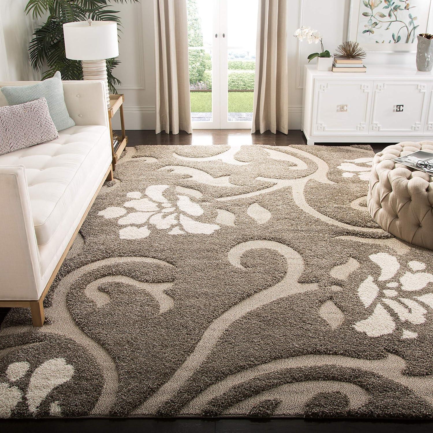 Florida Shag SG464 Power Loomed Indoor Area Rug - Smoke/Beige - 6'x9' - Safavieh