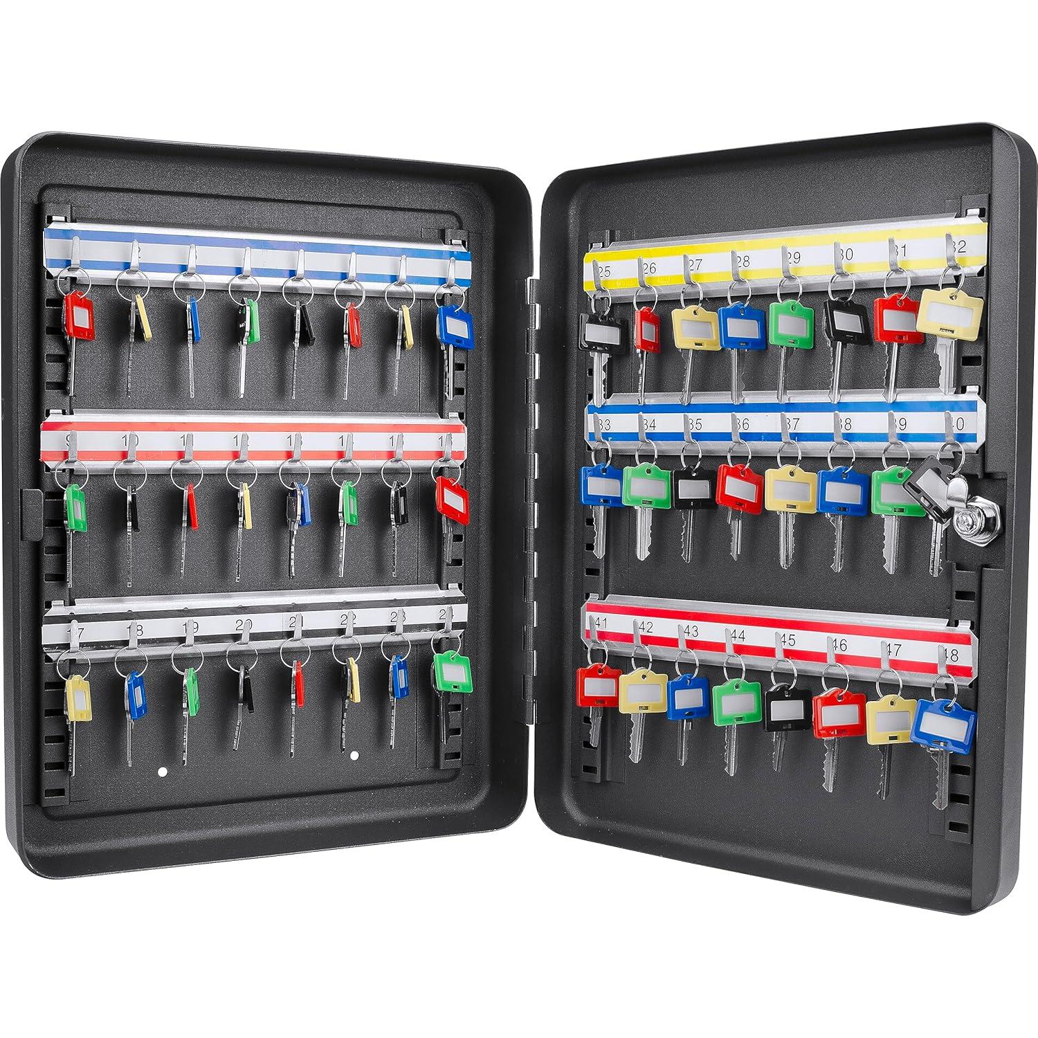 Barska Adjustable Key Cabinet Lock Box with Colorful Key Tag Labels - 48 Position - Key Lock