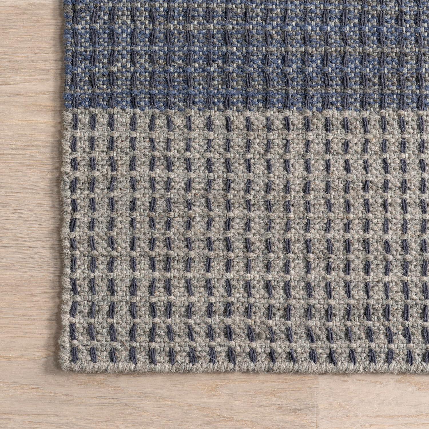 Portland Plaid Wool Blue 8 ft. x 10 ft. Indoor/Outdoor Patio Rug