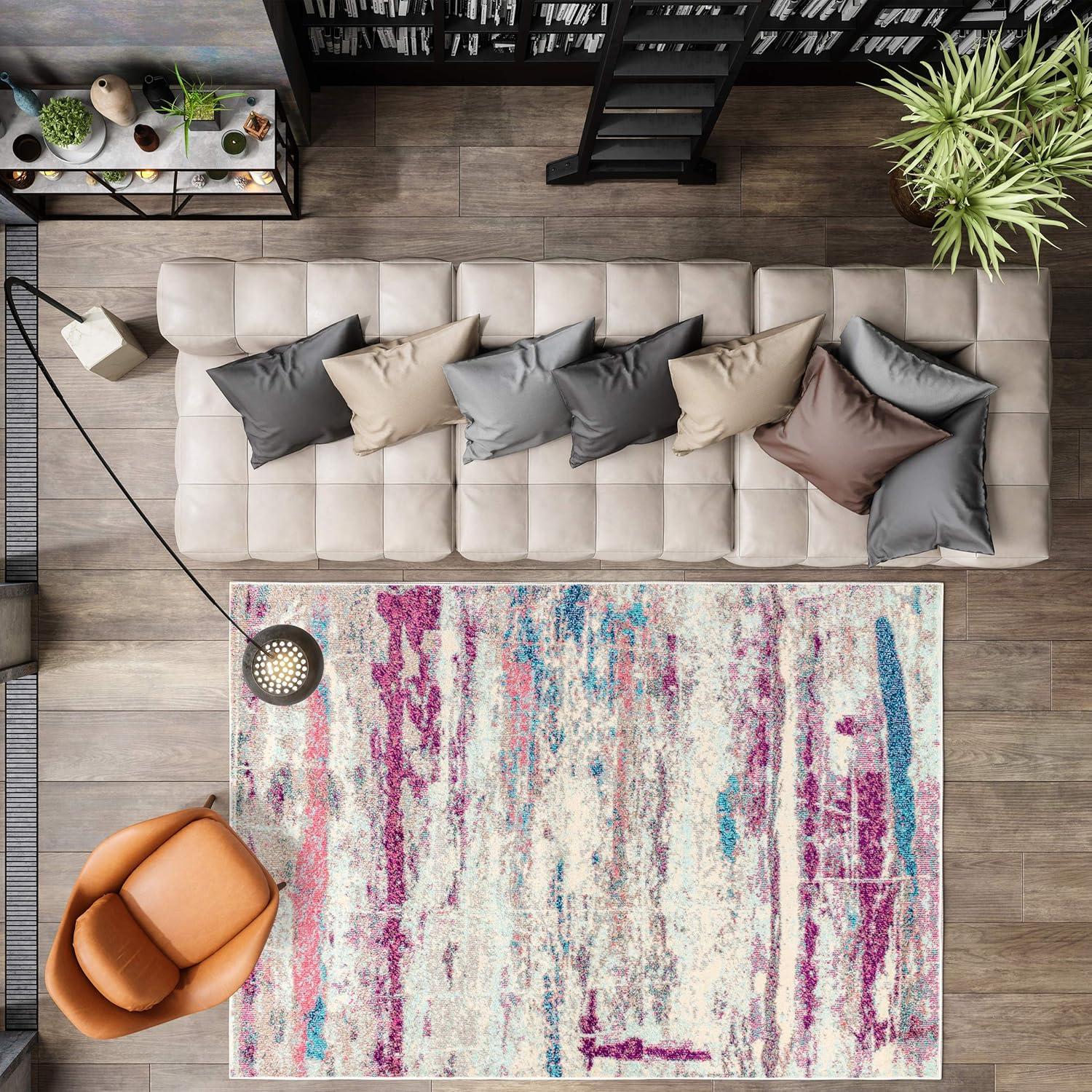 Contemporary POP Modern Abstract Brushstroke Area Rug