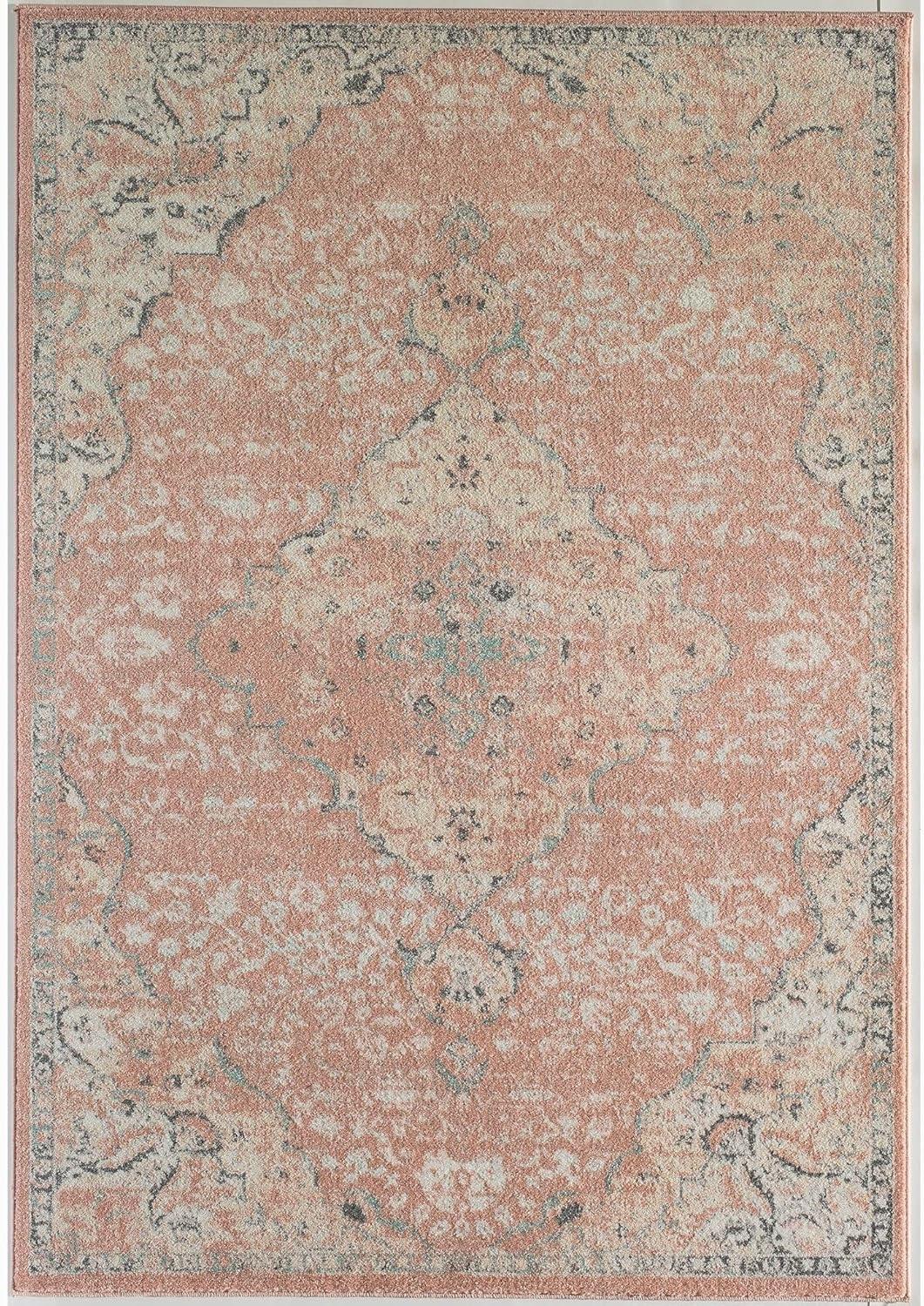 Rugs America Harper HY50B Pink Amaranth Transitional Vintage Living Room Bedroom Nursery Area Rug