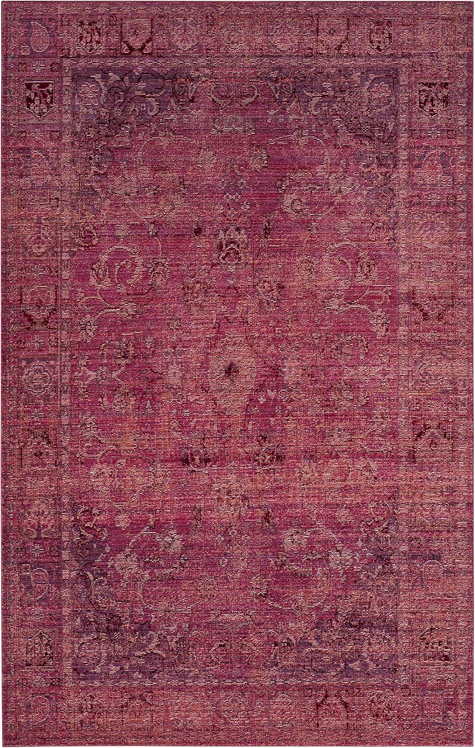 Lustrous Red Persian Motif 4' x 6' Easy-Care Synthetic Rug