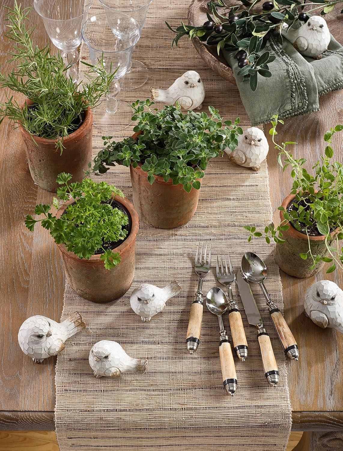 Natural Linen Striped Woven Table Runner, 12x15