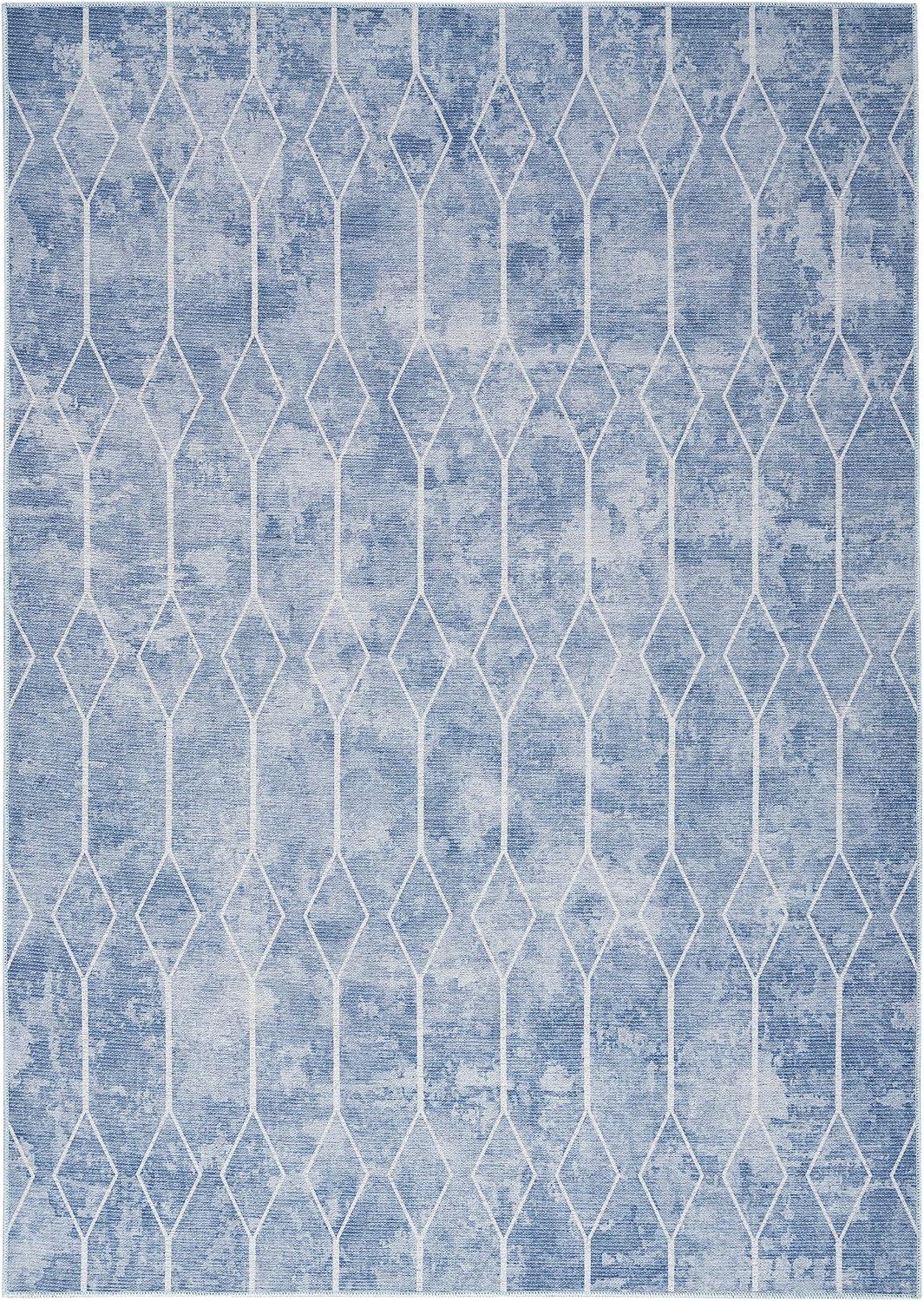 Geometric Machine Washable Polyester/Cotton in Blue