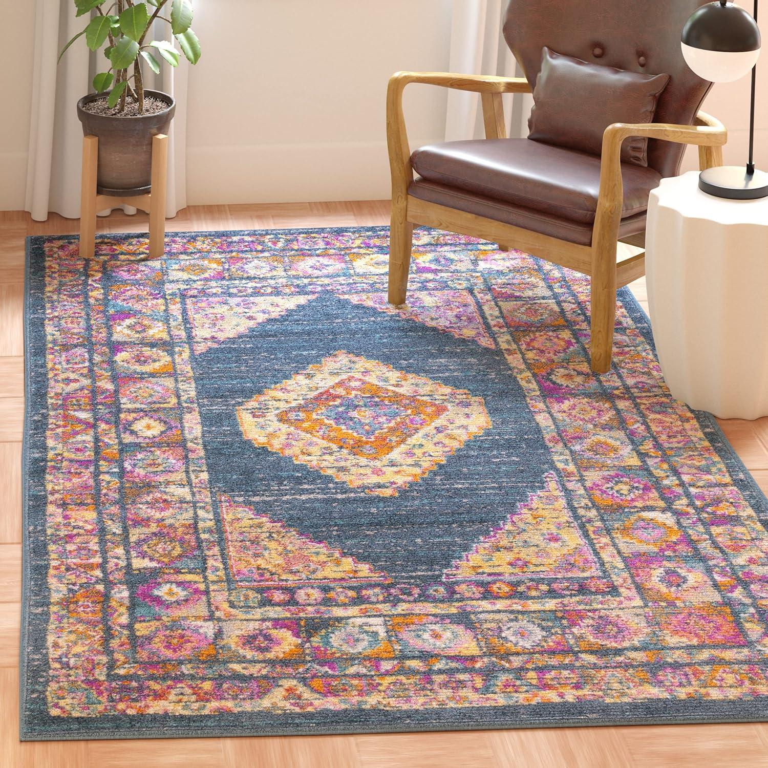 SAFAVIEH Madison Emmet Traditional Area Rug, Blue/Fuchsia, 10' x 14'