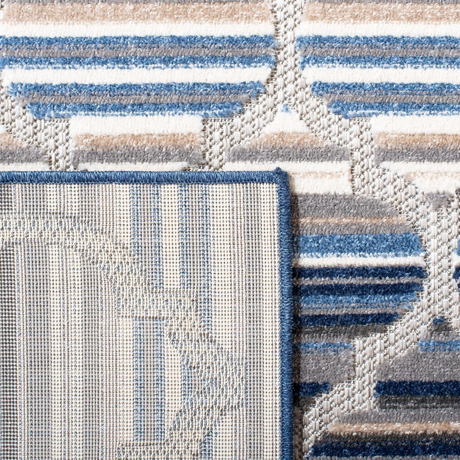 Cabana CBN333 Power Loomed UV Resistant Indoor/Outdoor Accent Rug - Blue/Grey - 3'x3' - Safavieh
