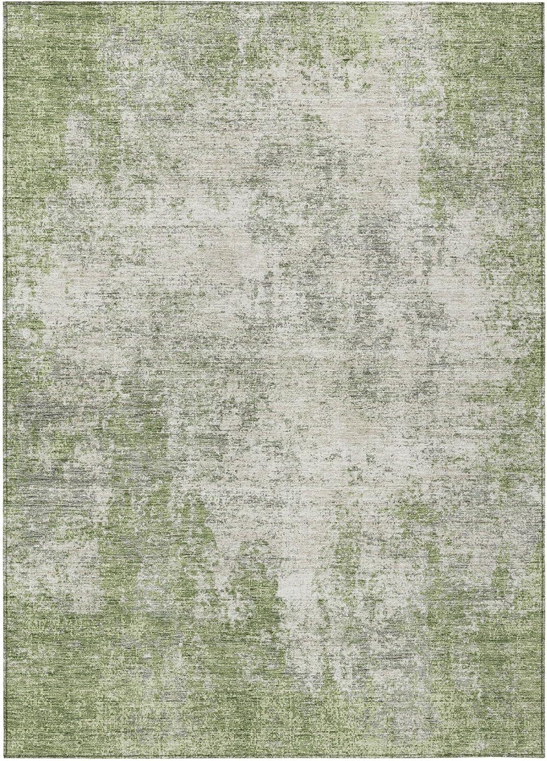 Green Abstract Flat Woven Synthetic Indoor Outdoor Rug