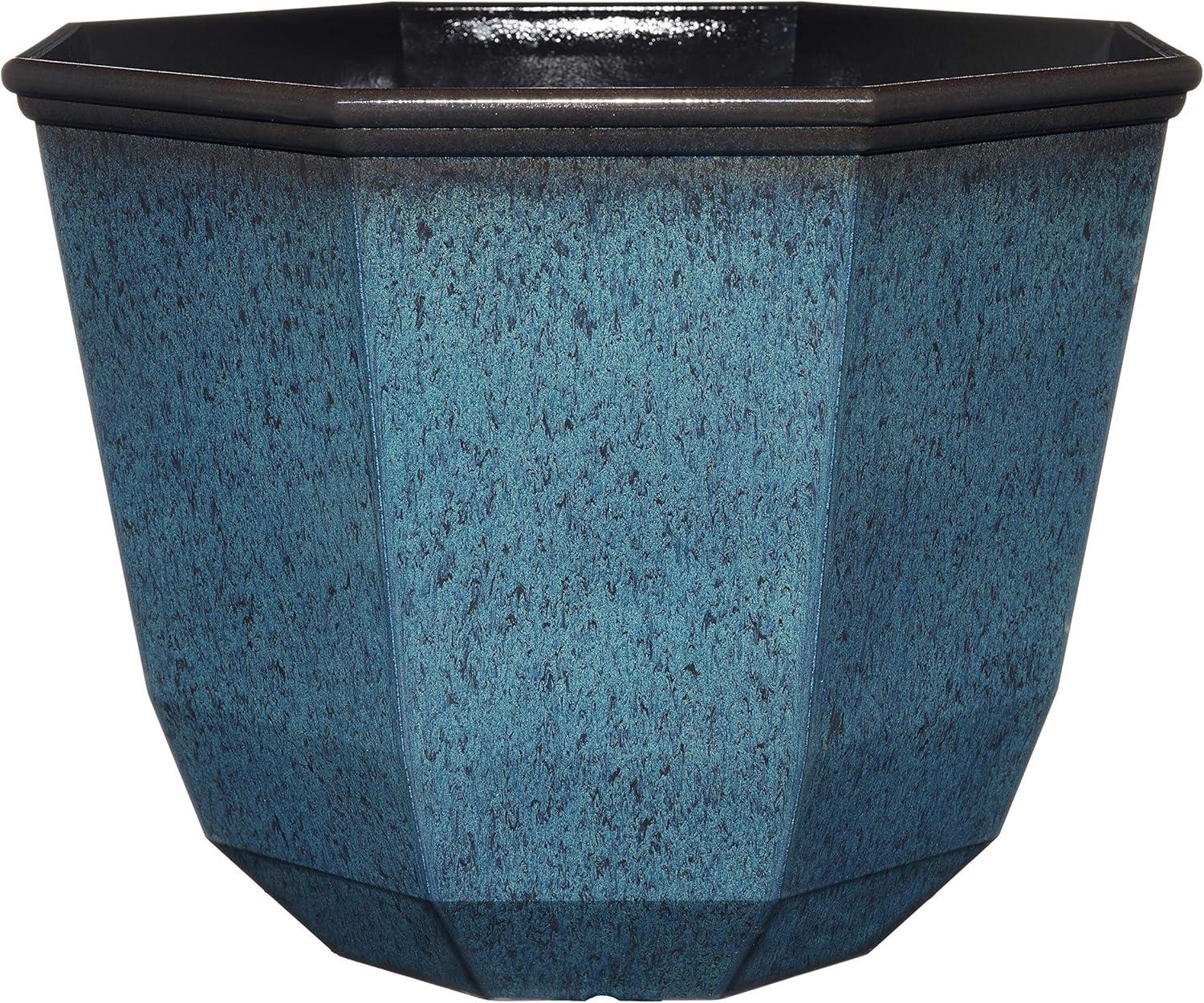 Shaina 15" Indigo Speckle Resin Outdoor Planter