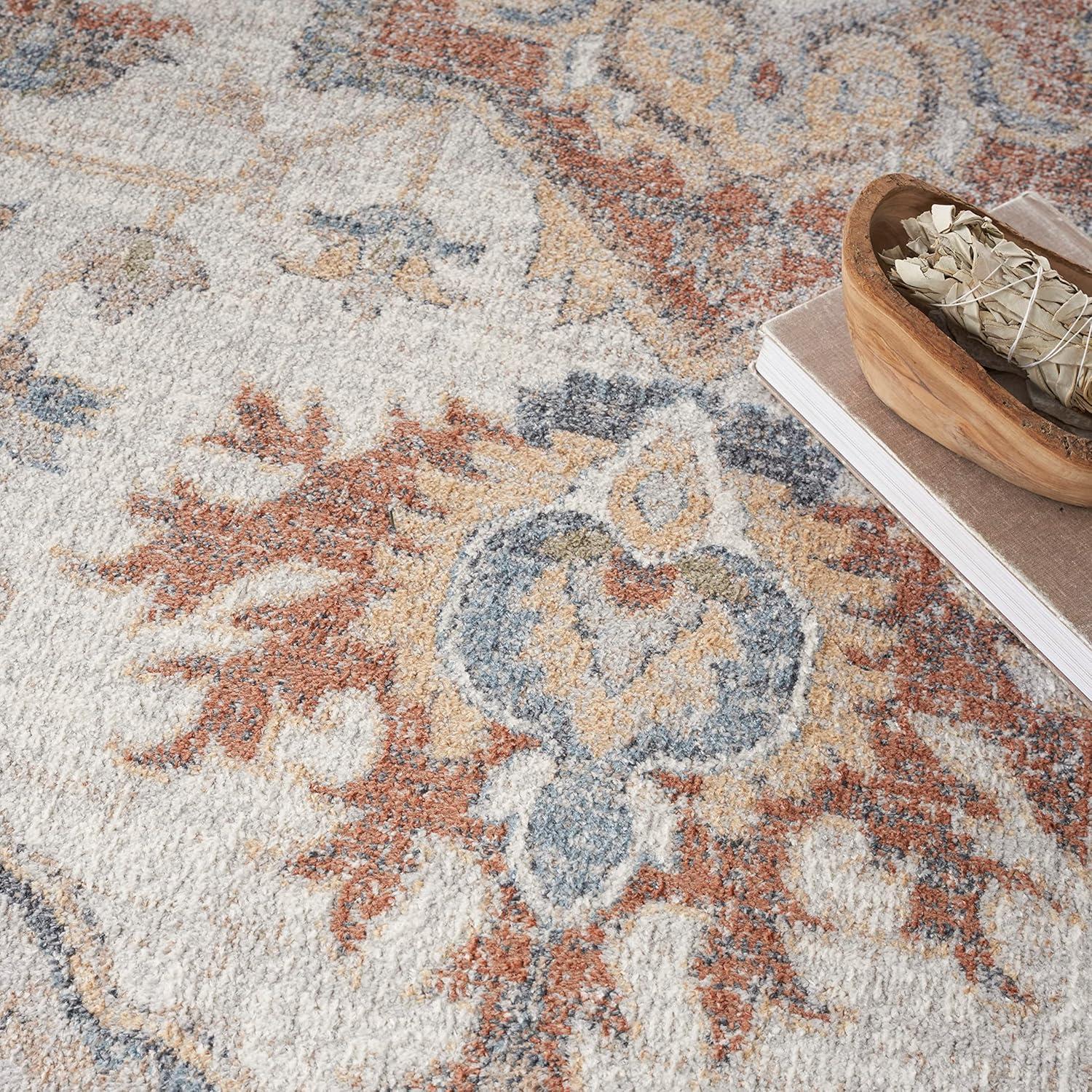 Nourison Astra Machine Washable Vintage Medallion Indoor Rug Grey/Multi 7'10" x 10'