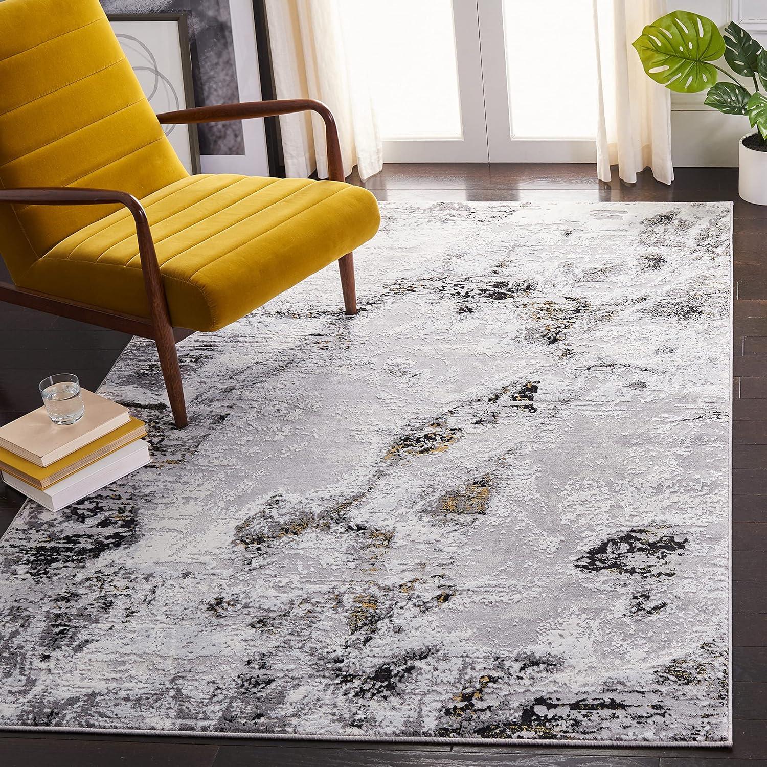Amelia ALA232 Power Loomed Area Rug - Grey/Gold - 4'5"x6'5" - Safavieh.