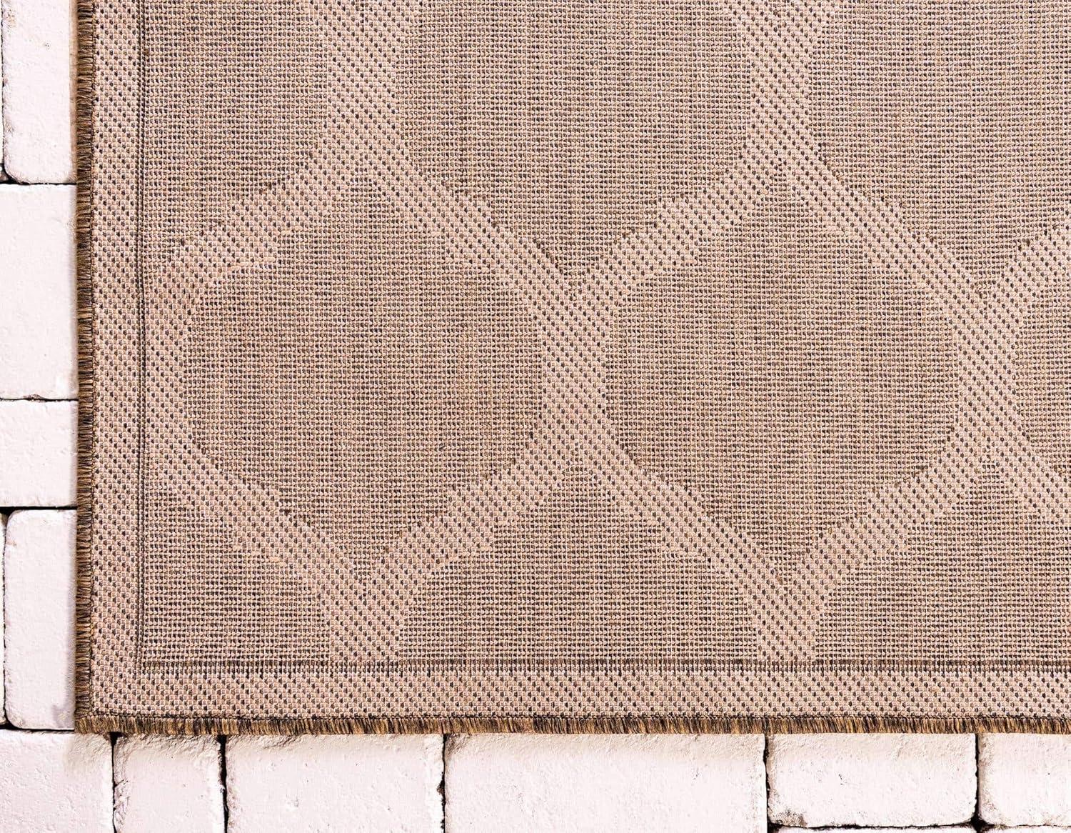 Unique Loom Outdoor Trellis Collection Area Rug - Moroccan (7' 1" x 10' Rectangle Beige and Brown/Beige)