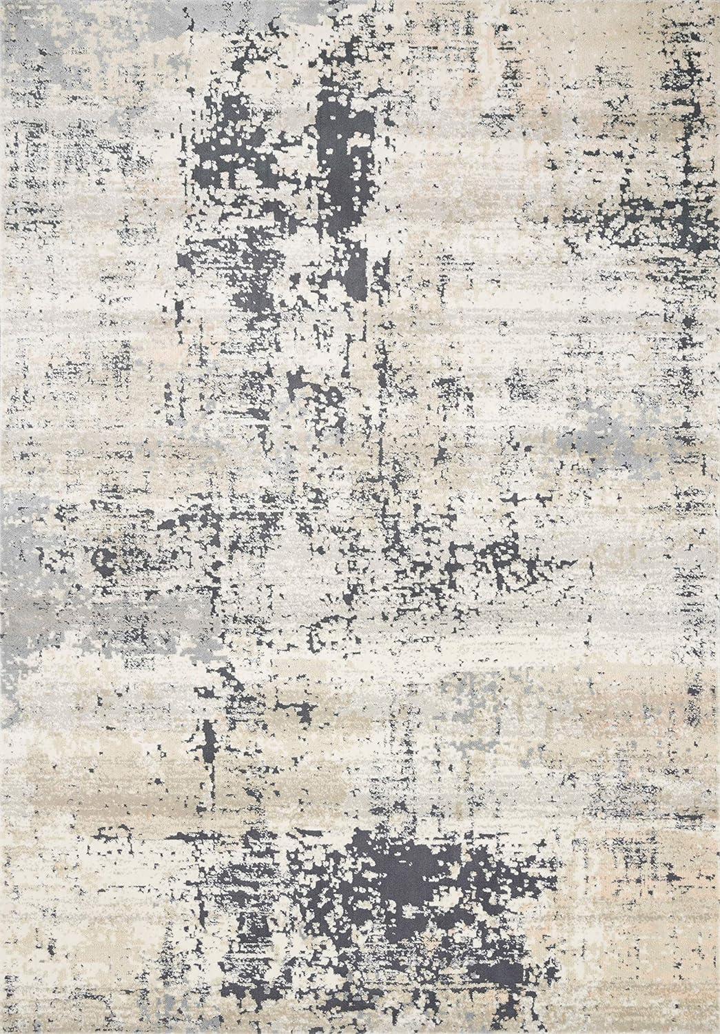 Granite Gray Rectangular Stain-Resistant Synthetic Area Rug 9'-3" x 13'-3"