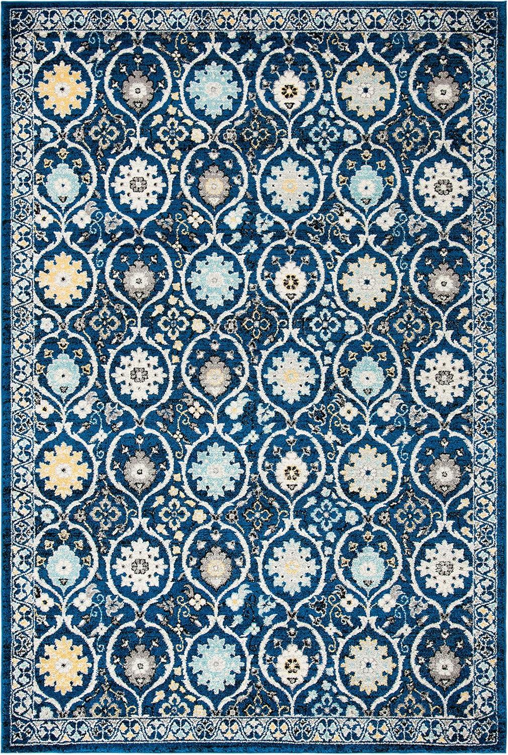 Evoke EVK210 Power Loomed Area Rug - Ivory/Blue - 6'7"x9' - Safavieh.
