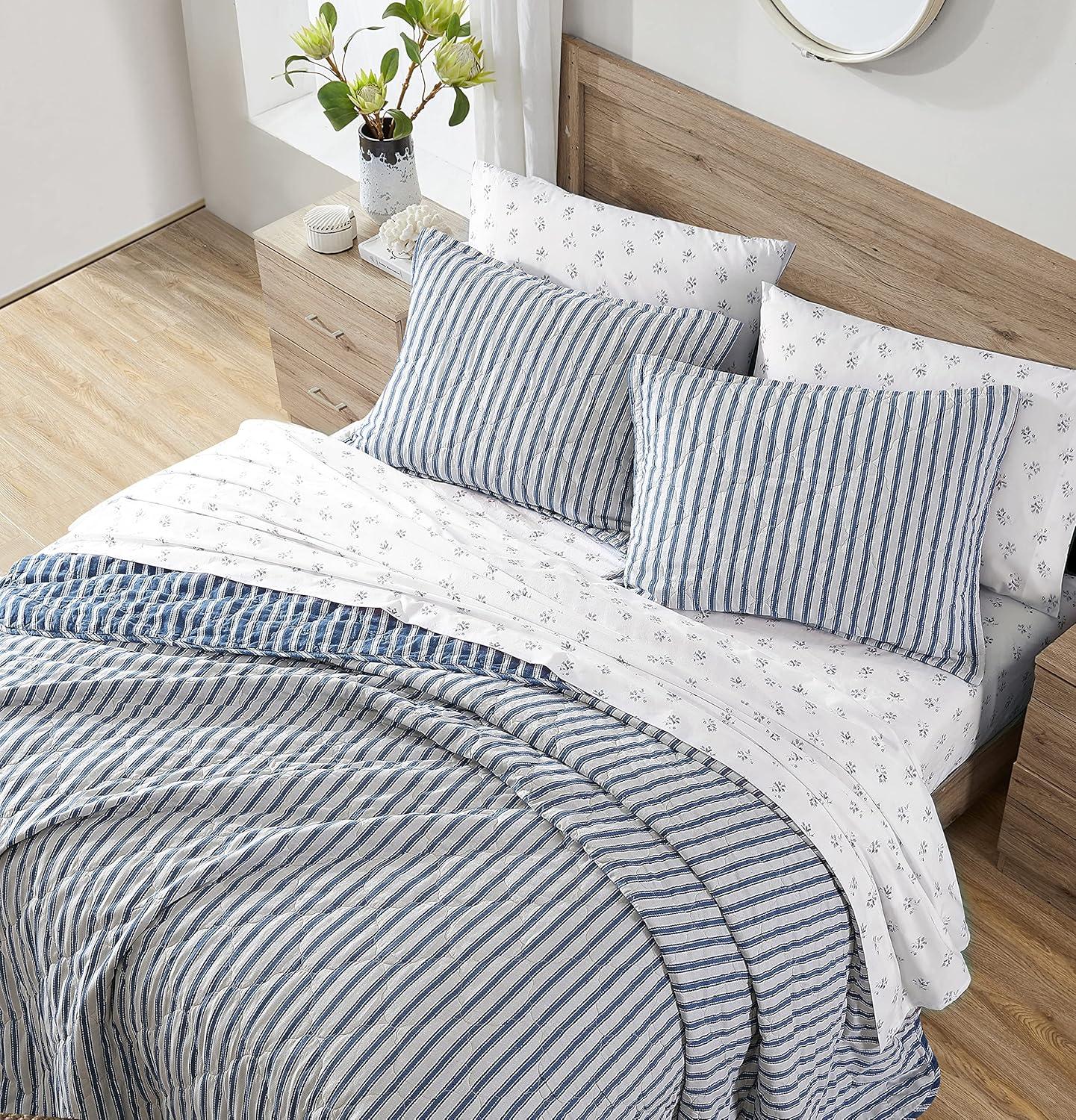 Willow Way Ticking Stripe Quilt & Sham Set - Stone Cottage