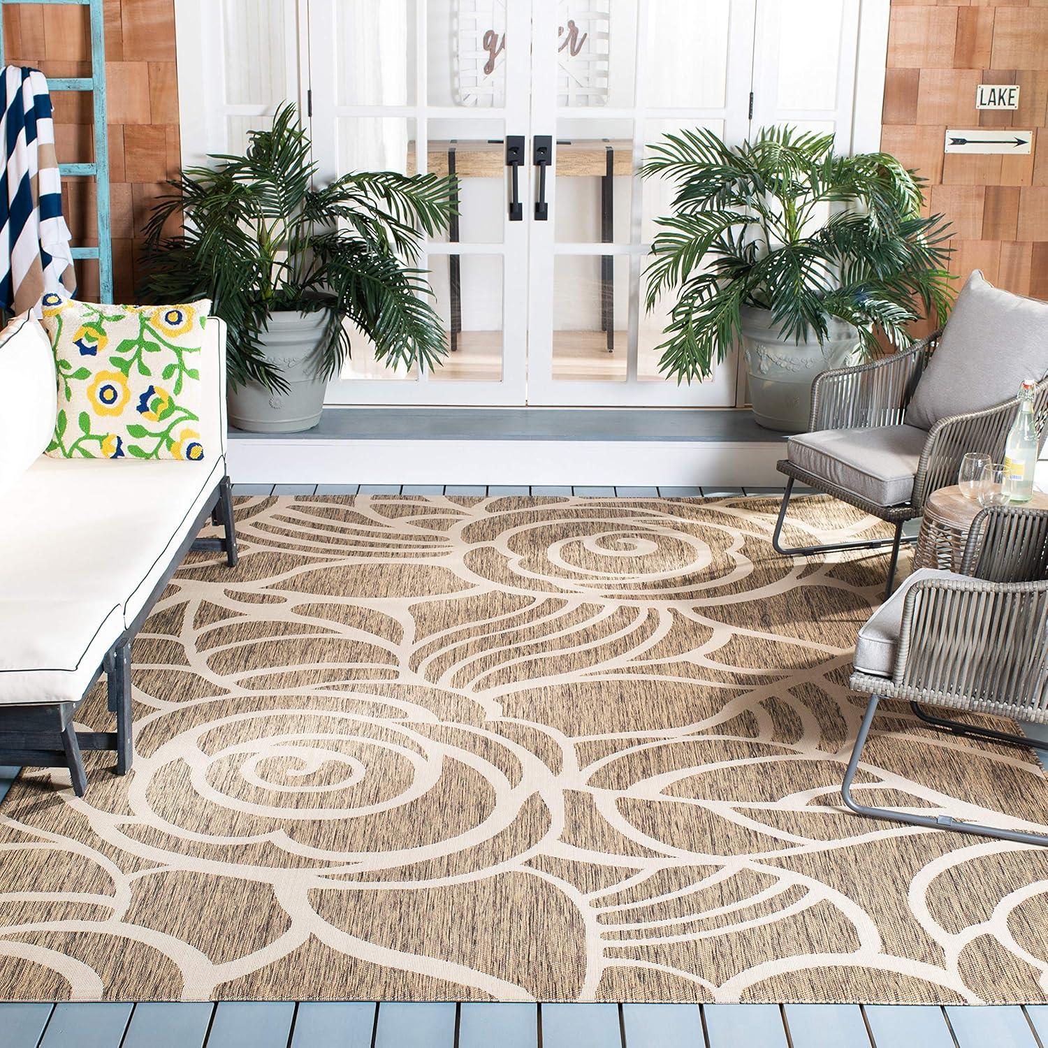 Courtyard CY5141 Power Loomed Indoor/Outdoor Area Rug - Coffee/Sand - 6'7"x6'7" - Safavieh.