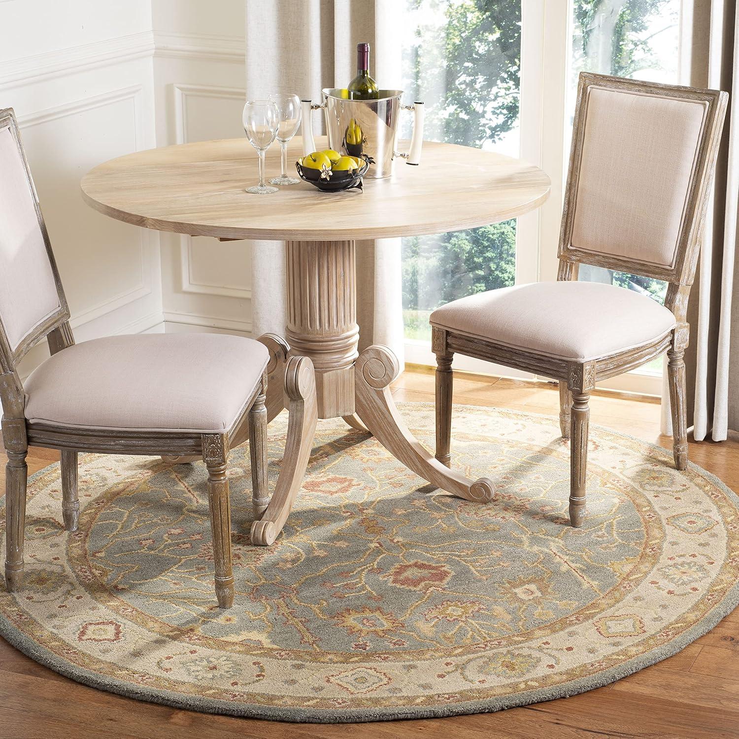 Antiquity AT314 Hand Tufted Area Rug - Blue/Ivory - 6' Round - Safavieh.