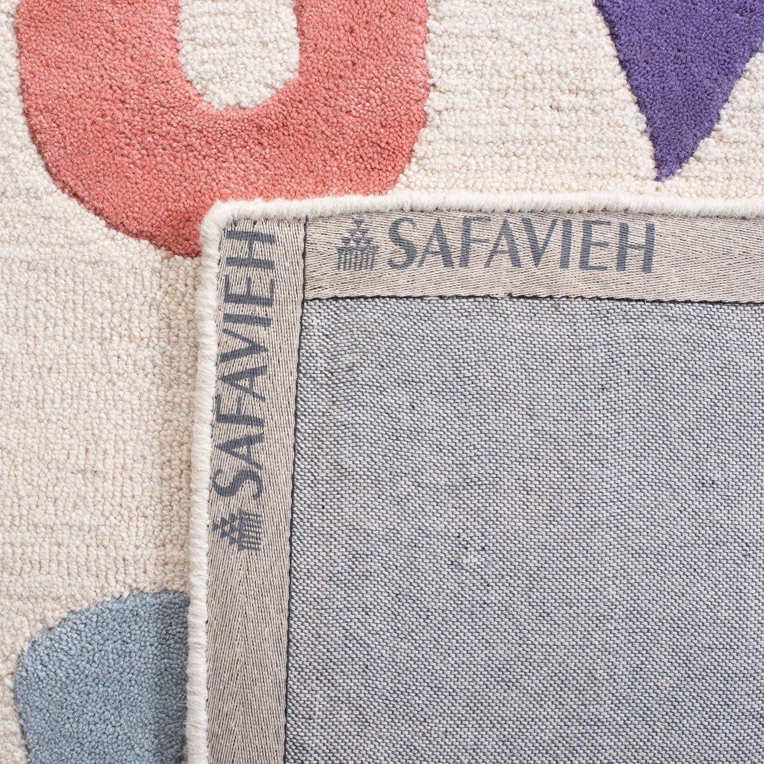 SAFAVIEH Kids Ryker Alphabet Area Rug, Ivory/Multi, 4' x 6'