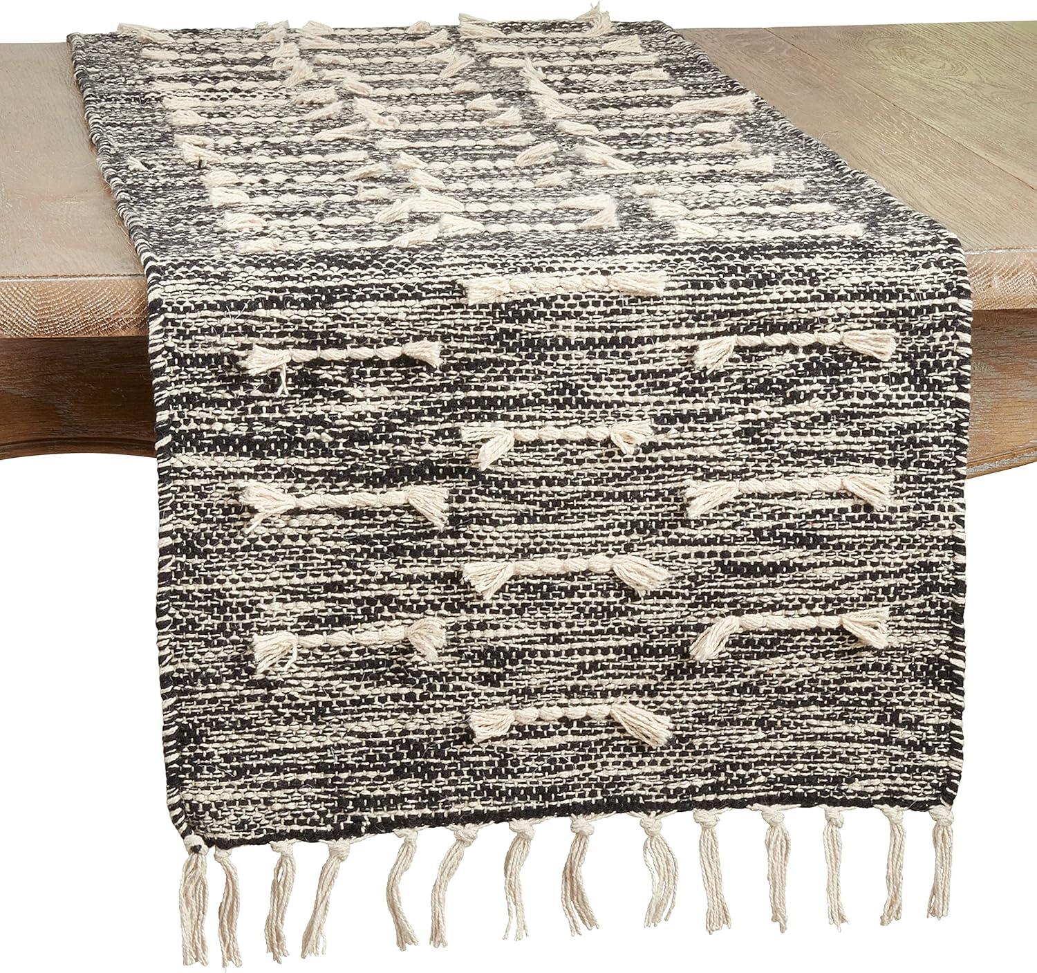 Saro Lifestyle Table Runner With Dashed Stitch Design