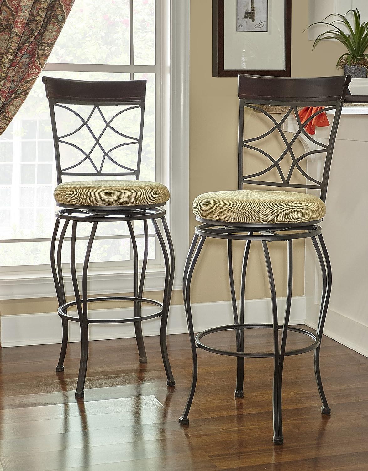 24" Brown Wood and Metal Swivel Counter Stool