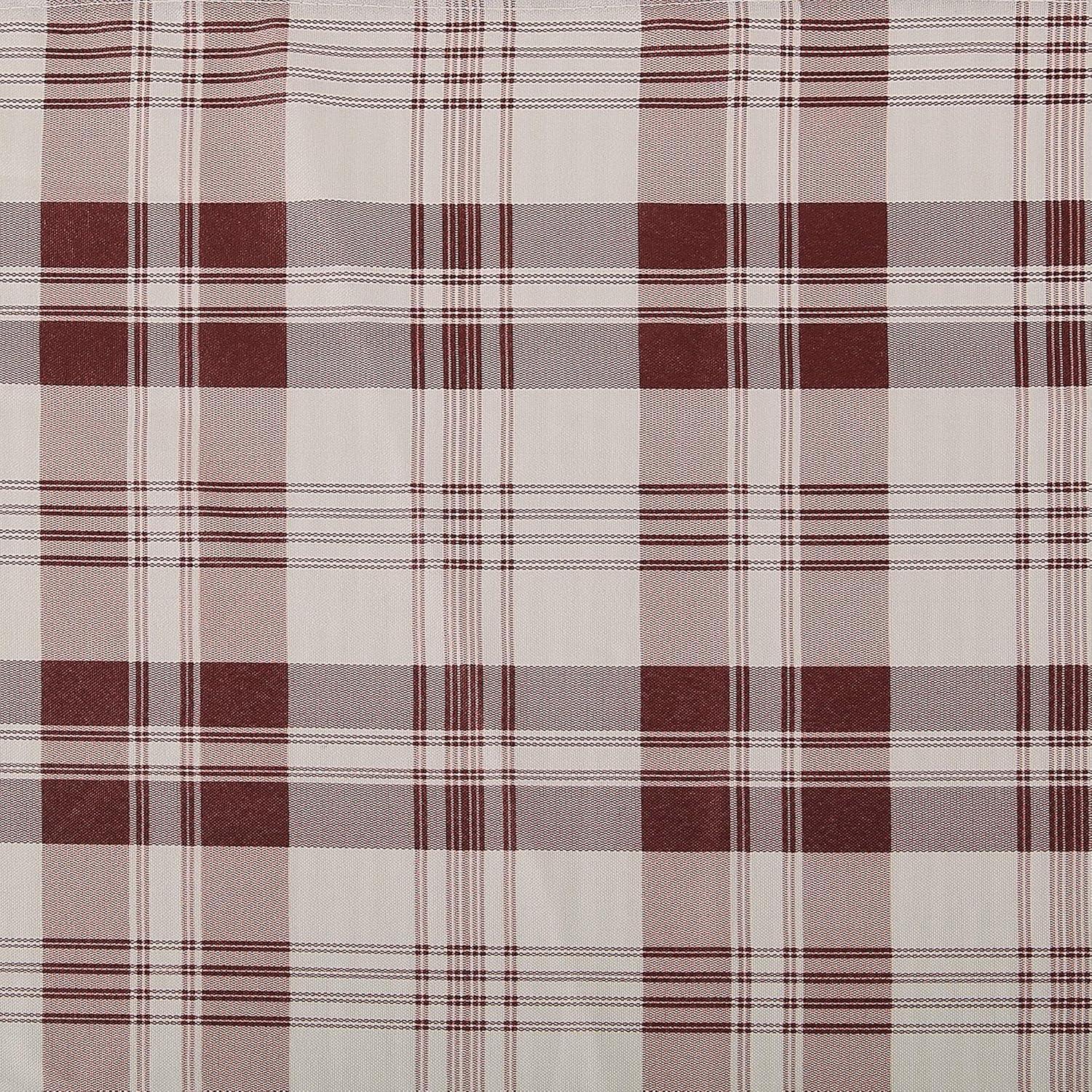 No. 918 Blair Farmhouse Plaid Semi-Sheer Tab Top Curtain Panel, 52" x 84", Red/Ecru Off-White