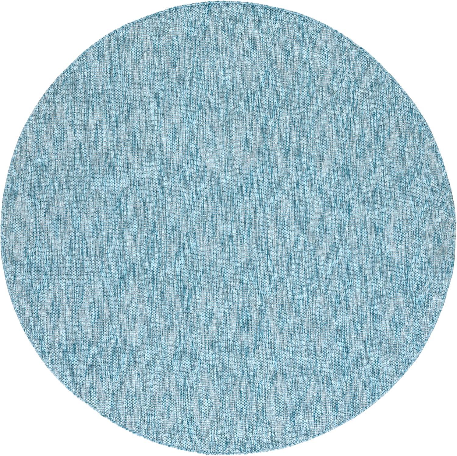 Aqua Synthetic 59" Round Indoor/Outdoor Easy-Care Rug