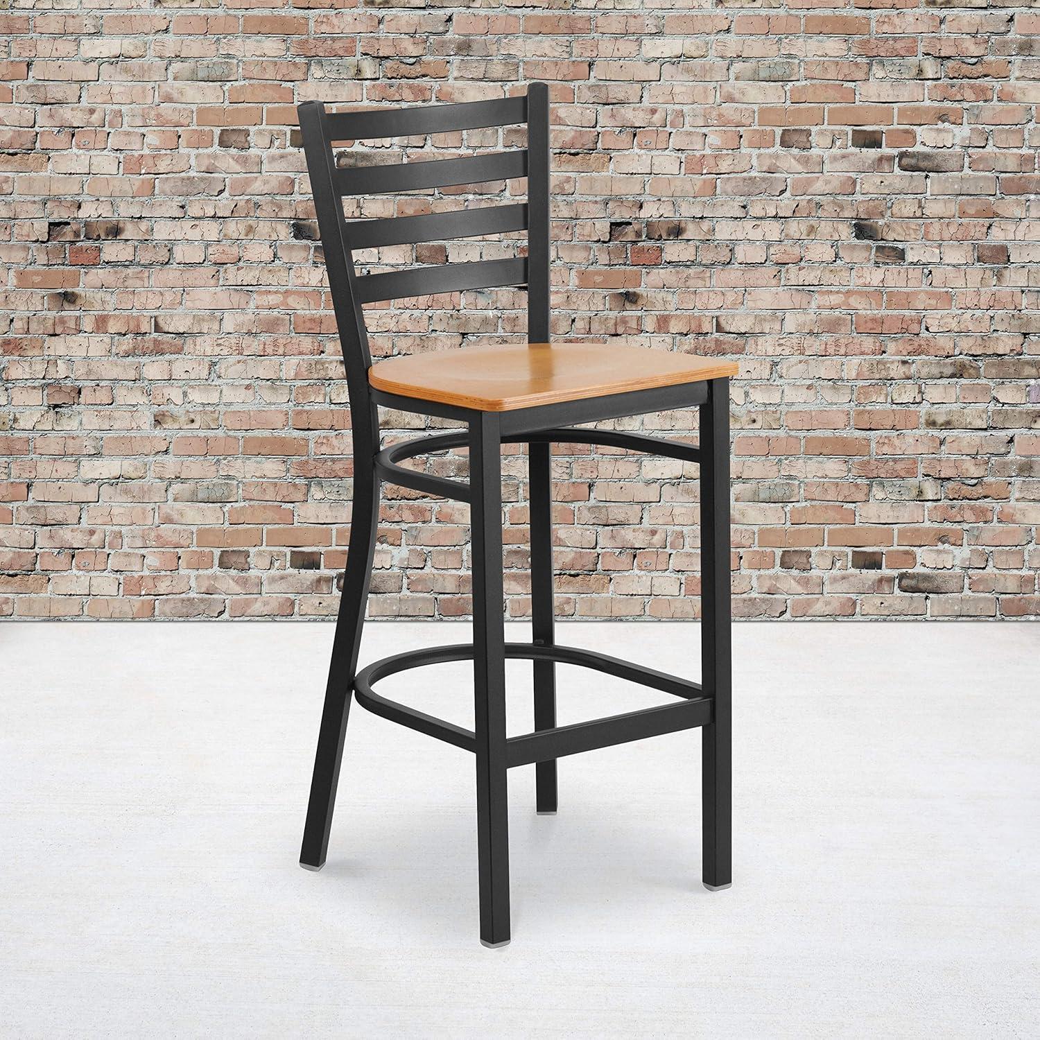 Flash Furniture Black Ladder Back Metal Restaurant Barstool