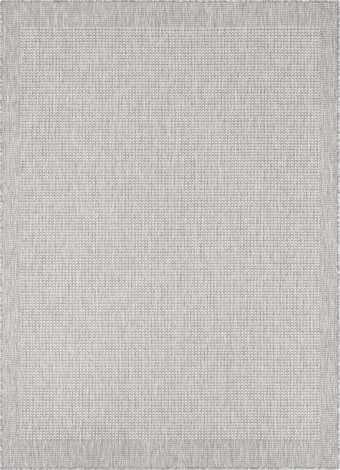 Marshanna Odin Solid Striped Border Indoor Outdoor Green Flatweave Rug