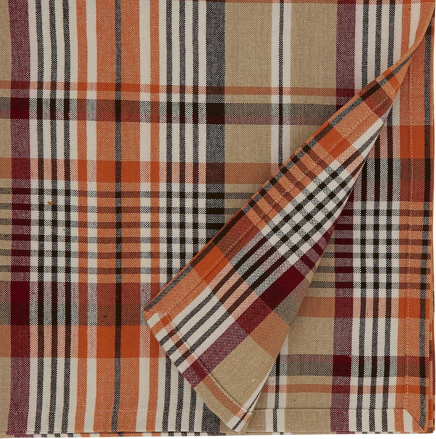 16 x 72 in. Plaid Oblong Cotton Table Runner, Multi Color