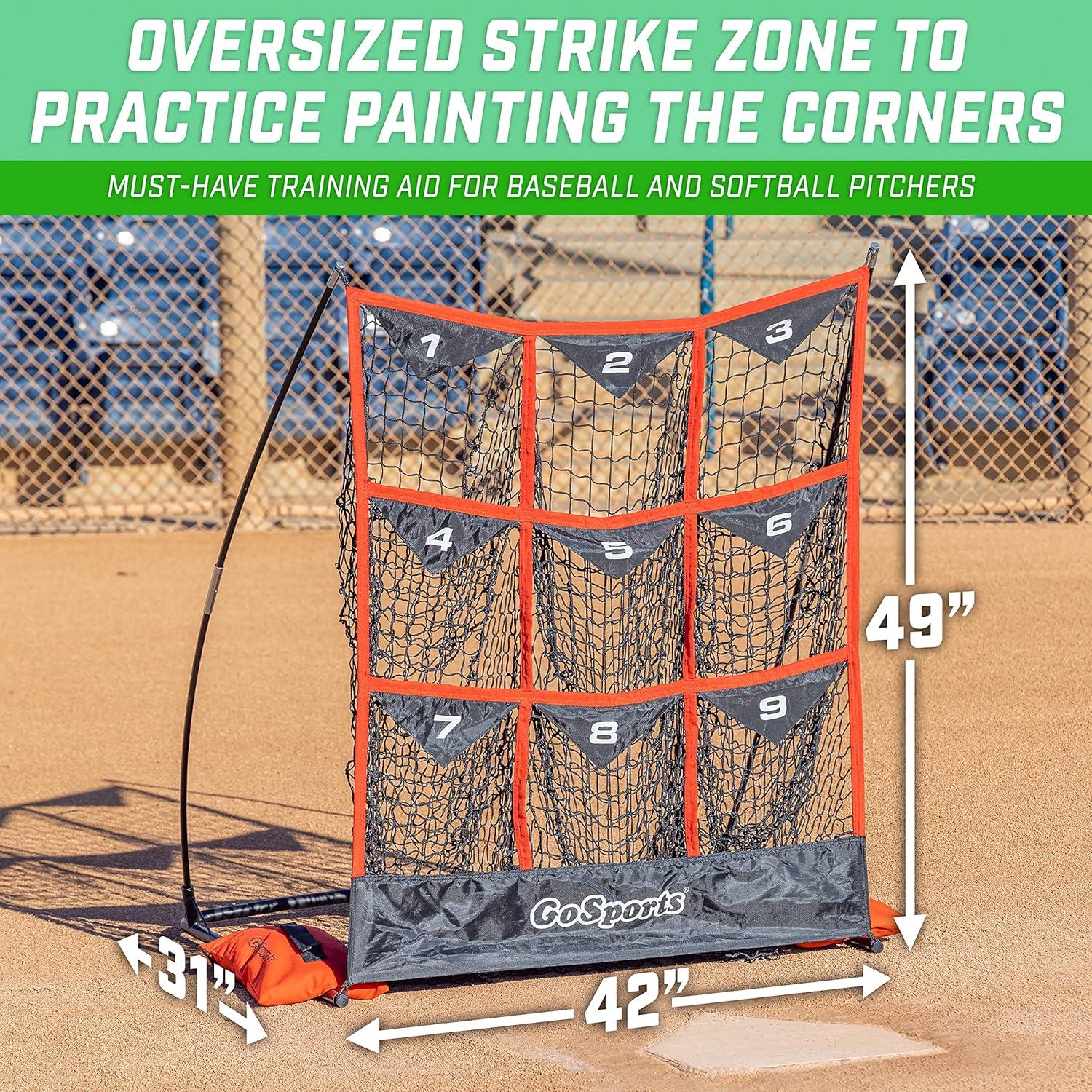 GoSports 9 Pocket Baseball and Softball Pitching Strike Zone Target Net
