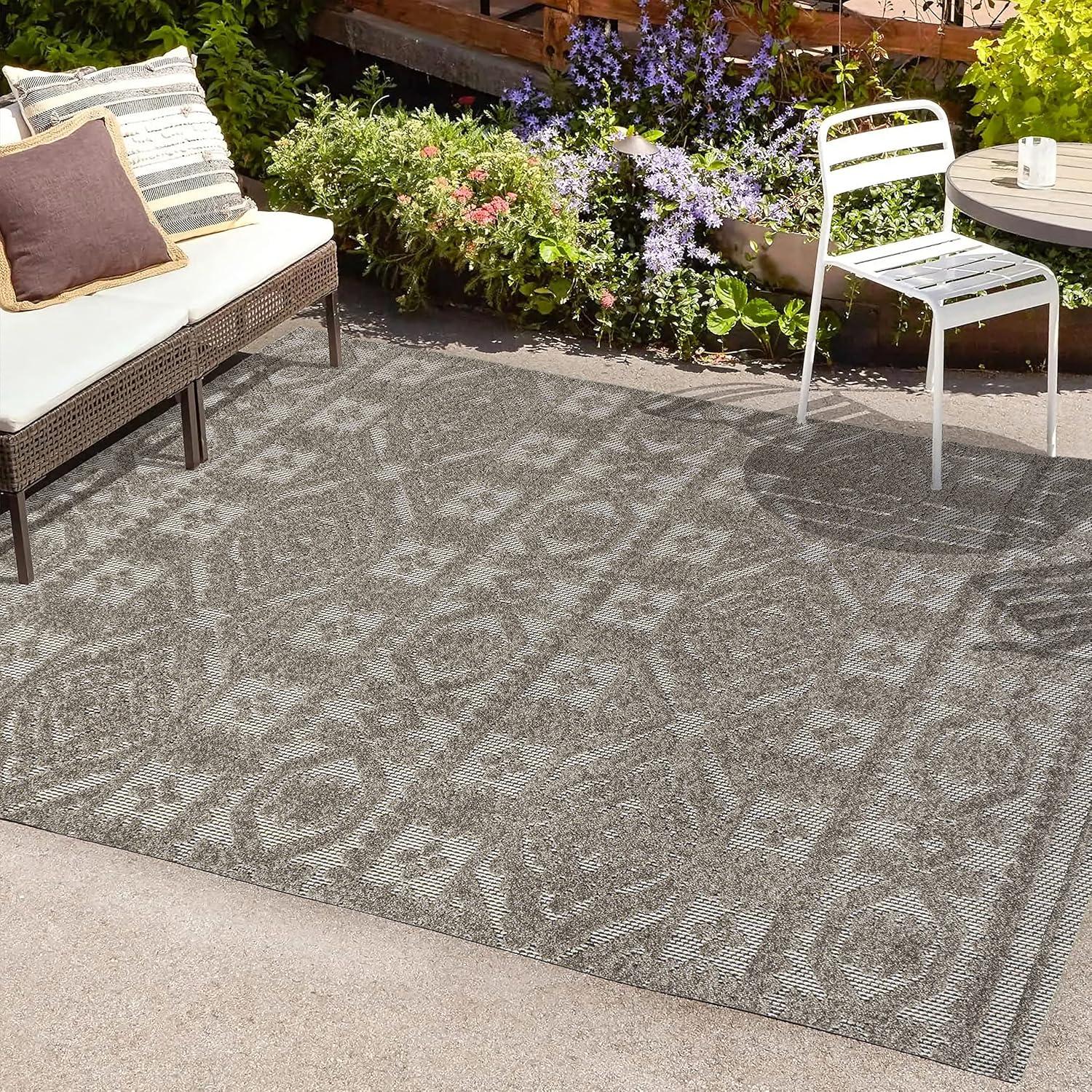 Citta High-Low Pile Mediterranean Tile Indoor/Outdoor Area Rug  - JONATHAN Y