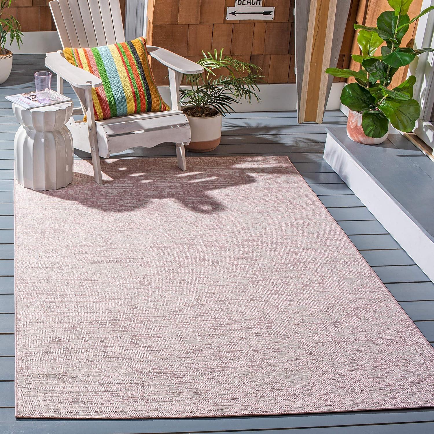 Ivory Synthetic Easy-Care Rectangular Indoor/Outdoor Rug