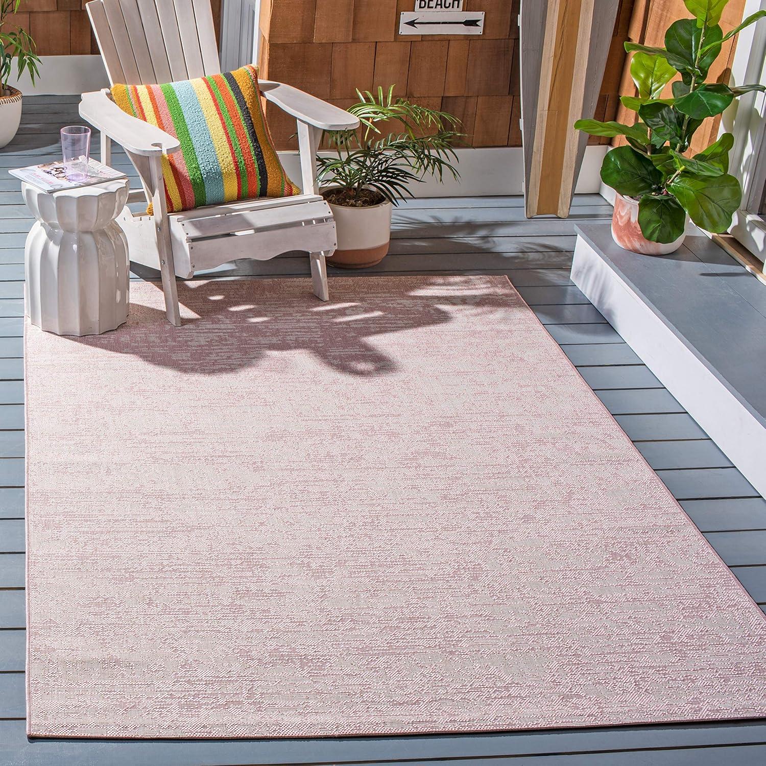 Courtyard CY8452 Power Loomed Indoor and Outdoor Accent Rug - Pink/Ivory - 2'7"x5' - Safavieh